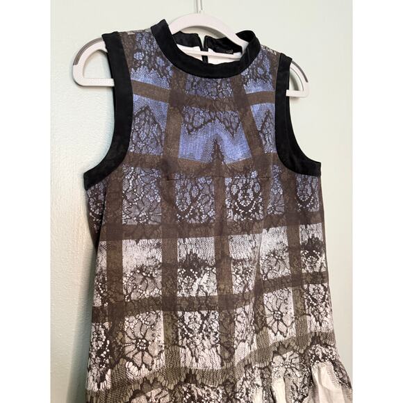 Tibi plaid ombré window pane dark floral sleeveless dress - Picture 7 of 8